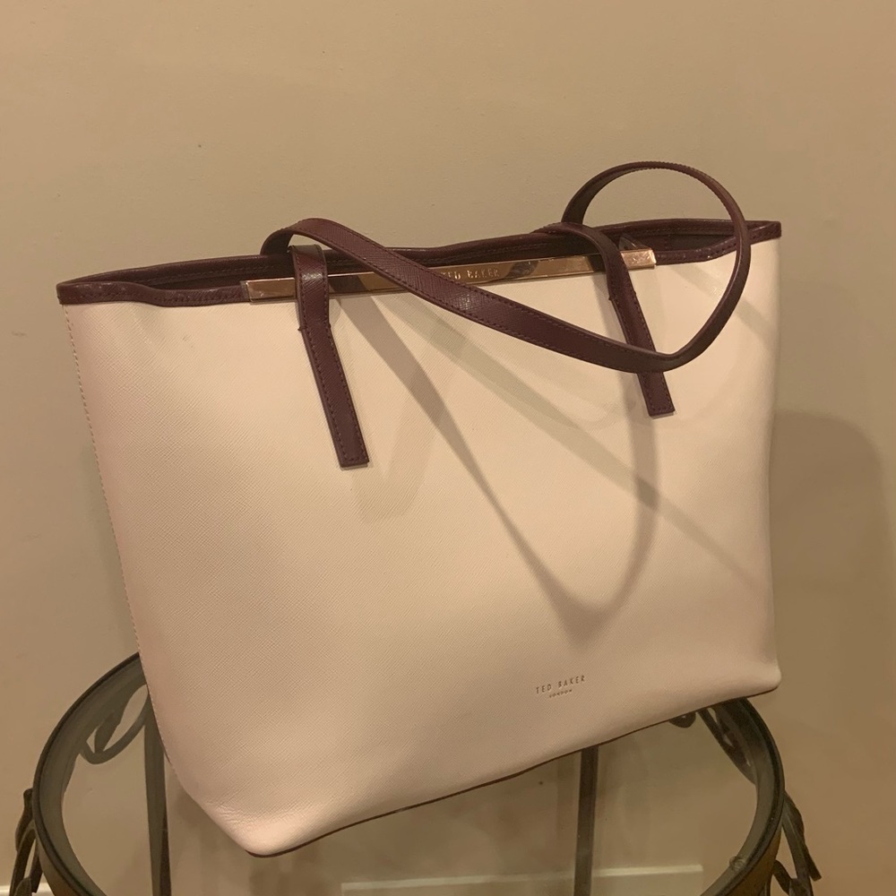 Ted Baker Powder Pink & Maroon Tote with Floral Clip Clutch 🌸